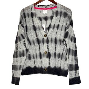 Sundry Boxy Cardigan Cashmere Merino Wool Sweater Charcoal Gray Tie Dye SZ Small